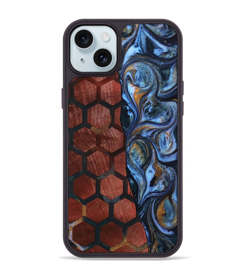 iPhone 15 Plus Wood+Resin Phone Case - Mitchell (Pattern, 699056)