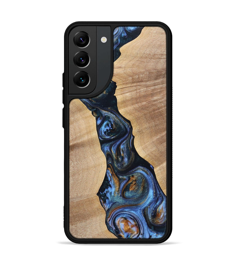 Galaxy S22 Plus Wood+Resin Phone Case - Cecilia (Teal & Gold, 699063)