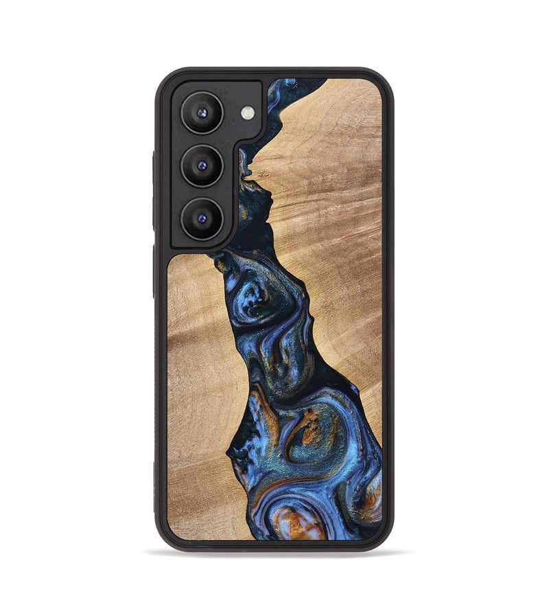 Galaxy S23 Wood+Resin Phone Case - Cecilia (Teal & Gold, 699063)