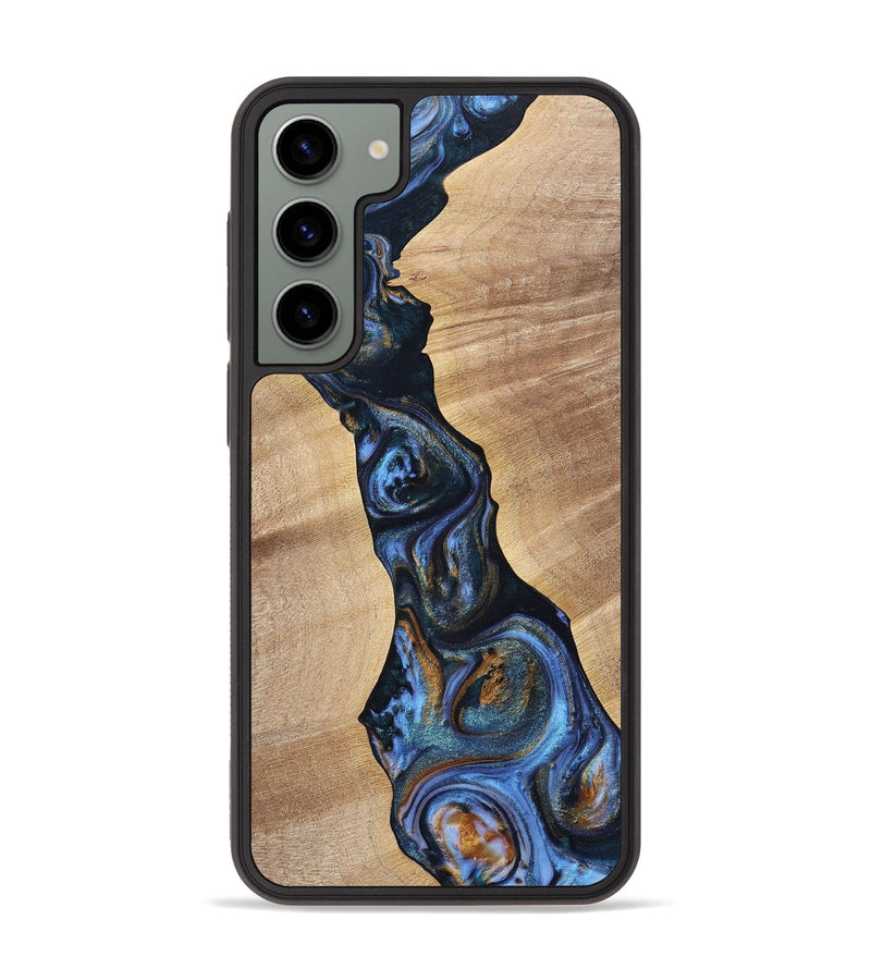 Galaxy S23 Plus Wood+Resin Phone Case - Cecilia (Teal & Gold, 699063)
