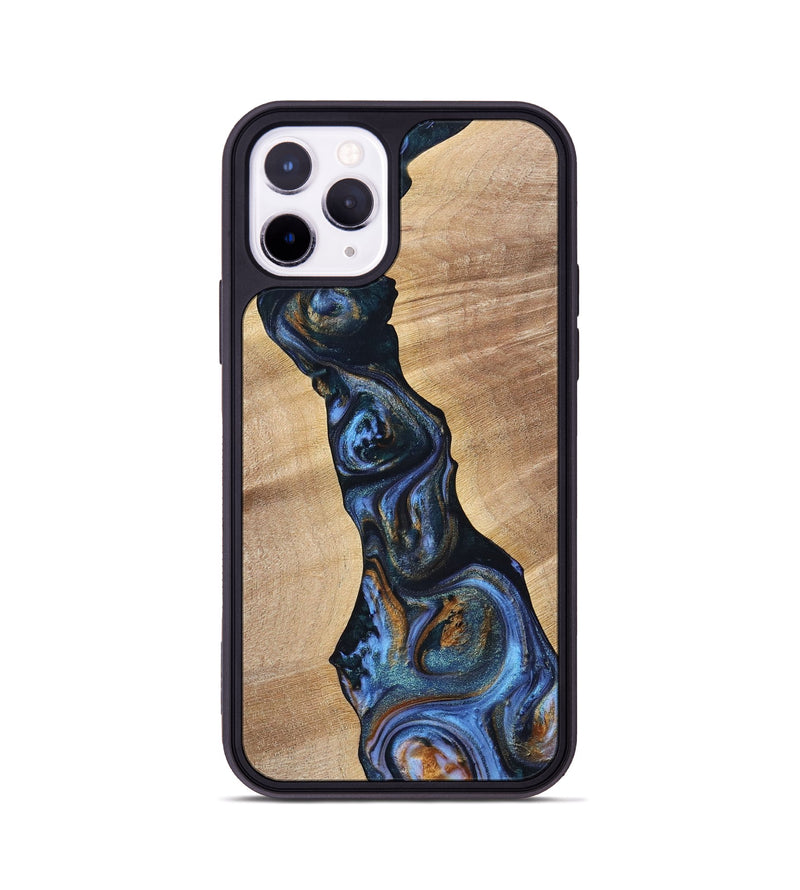 iPhone 11 Pro Wood+Resin Phone Case - Cecilia (Teal & Gold, 699063)