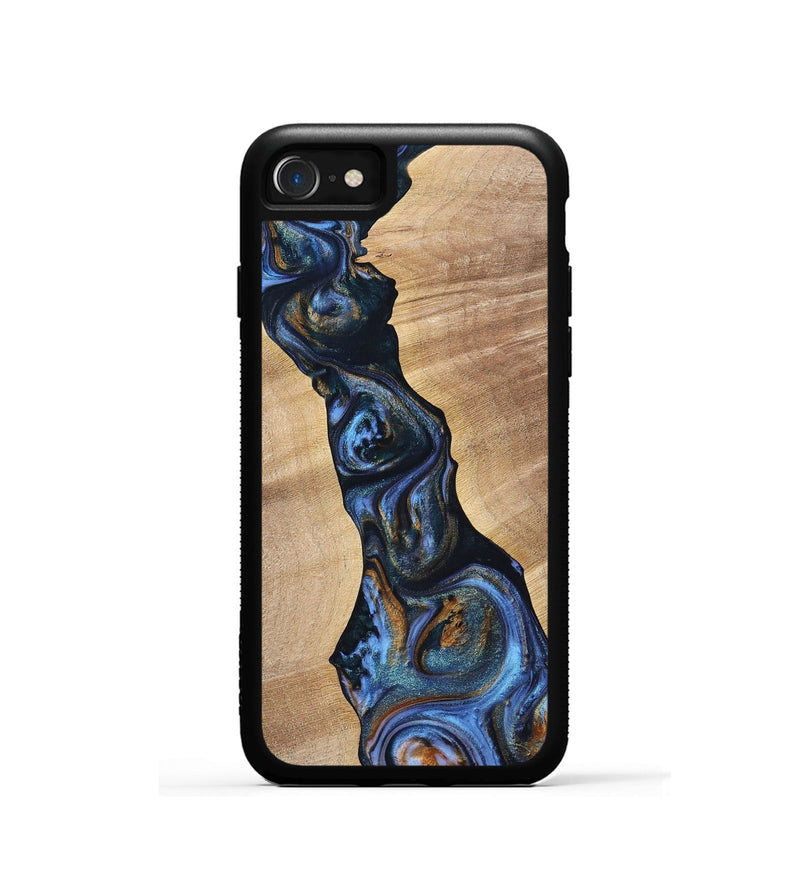 iPhone SE Wood+Resin Phone Case - Cecilia (Teal & Gold, 699063)