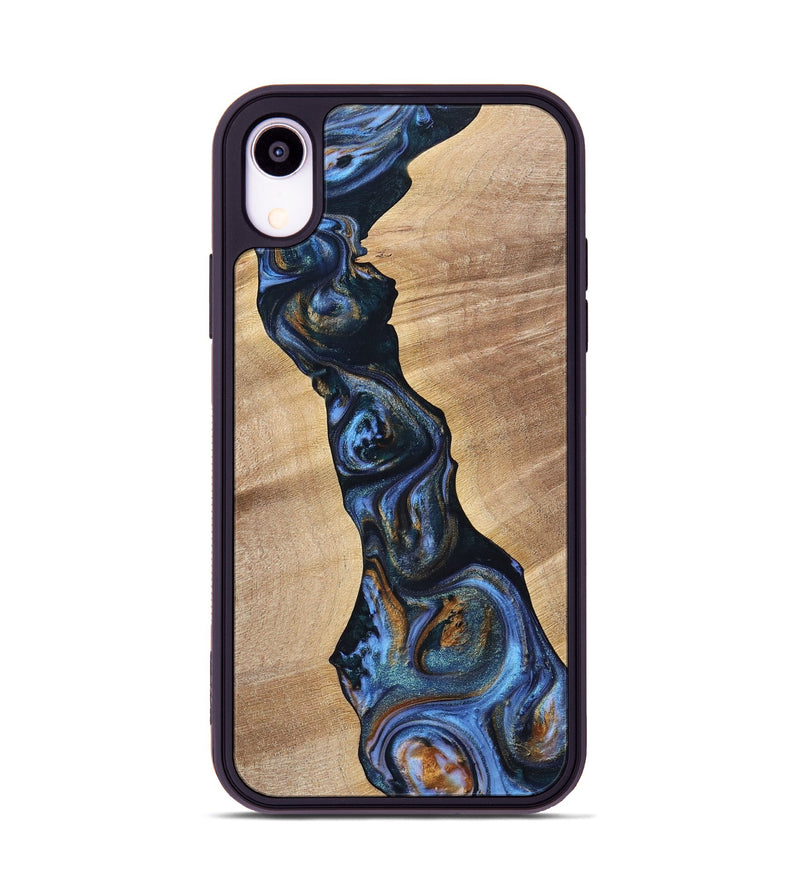 iPhone Xr Wood+Resin Phone Case - Cecilia (Teal & Gold, 699063)