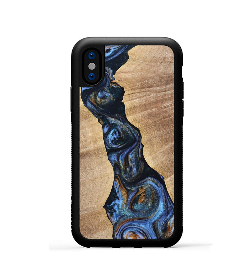 iPhone Xs Wood+Resin Phone Case - Cecilia (Teal & Gold, 699063)