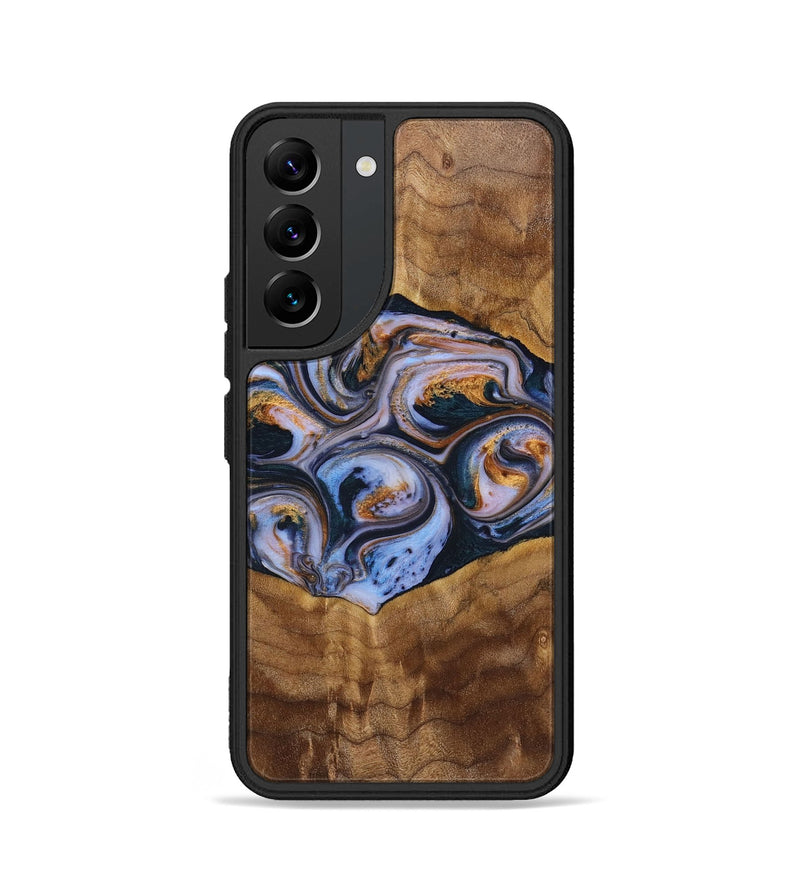 Galaxy S22 Wood+Resin Phone Case - Melinda (Teal & Gold, 699064)