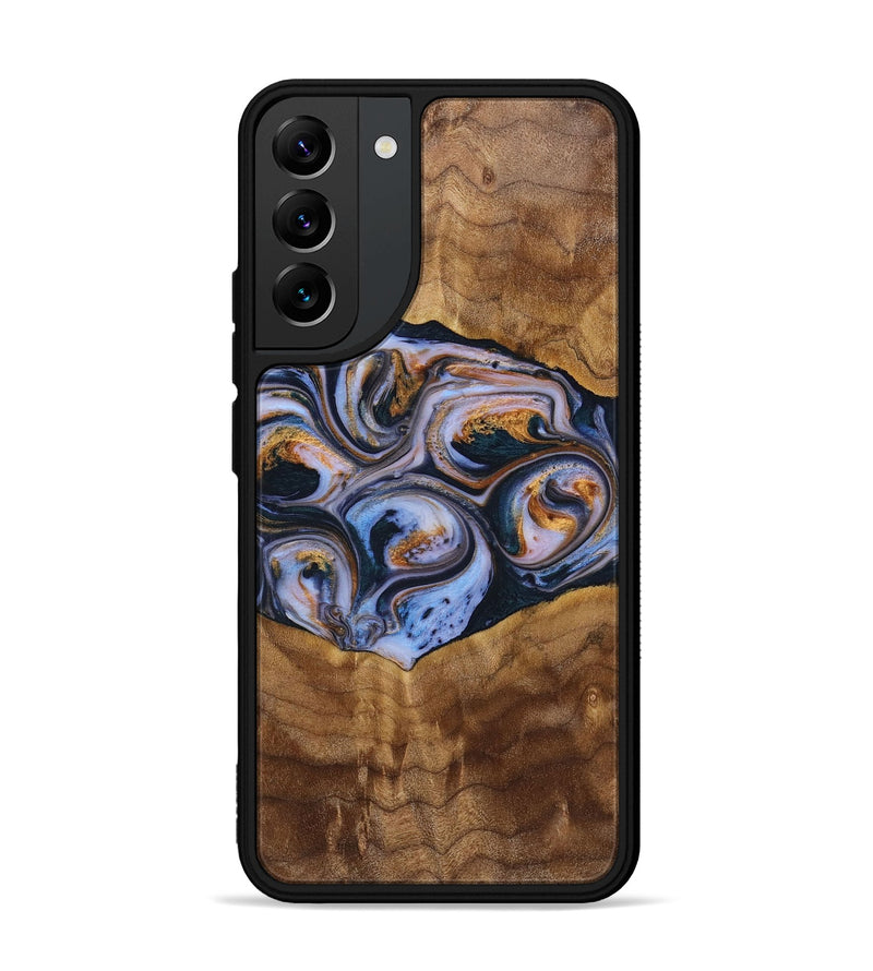Galaxy S22 Plus Wood+Resin Phone Case - Melinda (Teal & Gold, 699064)
