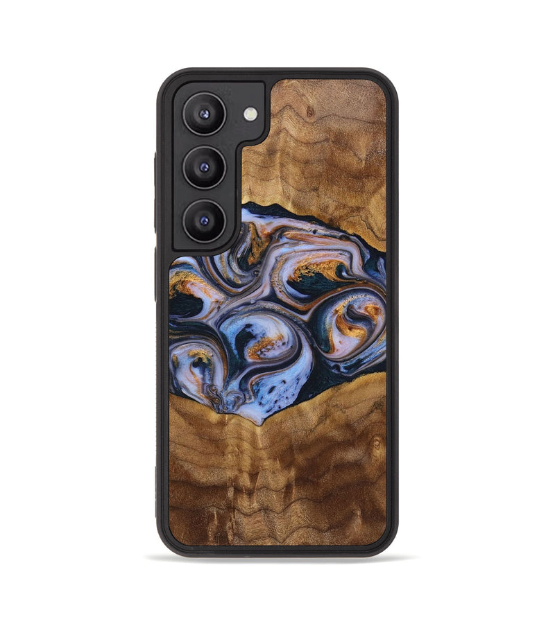 Galaxy S23 Wood+Resin Phone Case - Melinda (Teal & Gold, 699064)