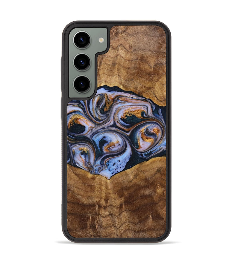 Galaxy S23 Plus Wood+Resin Phone Case - Melinda (Teal & Gold, 699064)