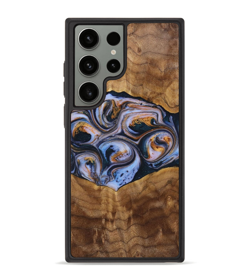 Galaxy S23 Ultra Wood+Resin Phone Case - Melinda (Teal & Gold, 699064)