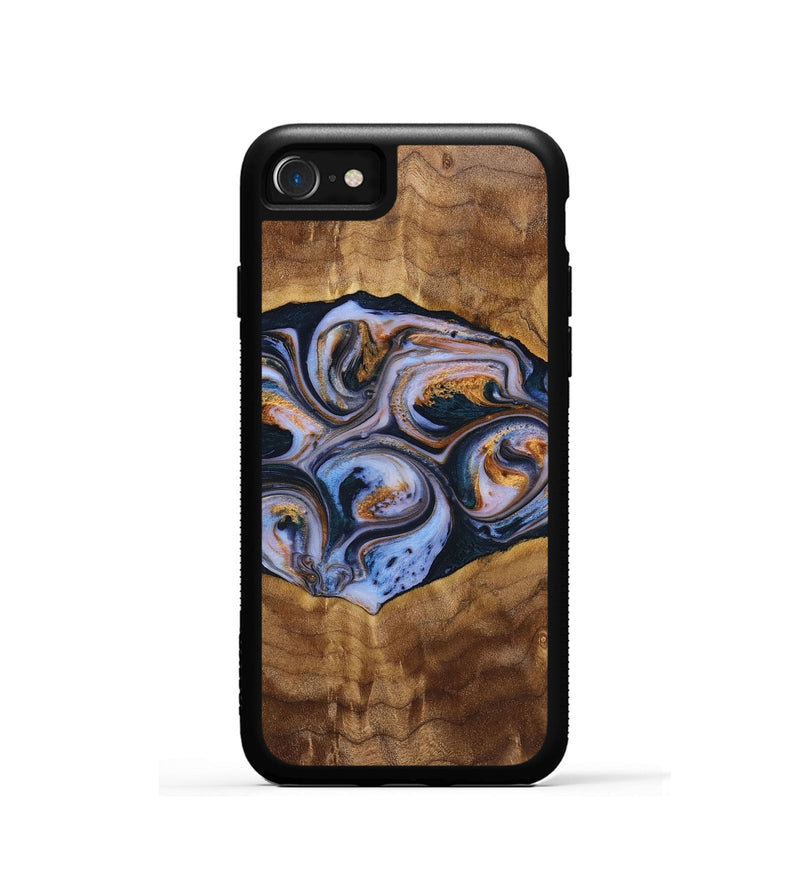 iPhone SE Wood+Resin Phone Case - Melinda (Teal & Gold, 699064)