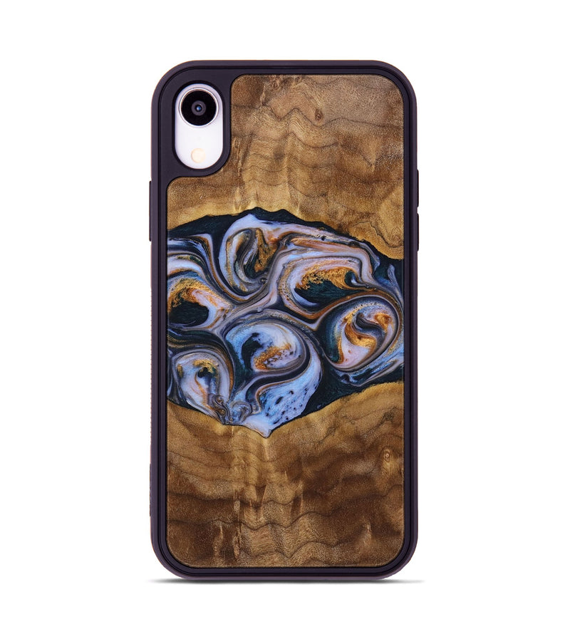 iPhone Xr Wood+Resin Phone Case - Melinda (Teal & Gold, 699064)
