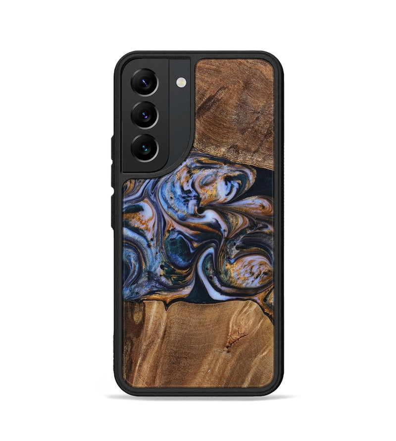 Galaxy S22 Wood+Resin Phone Case - Patrick (Teal & Gold, 699070)