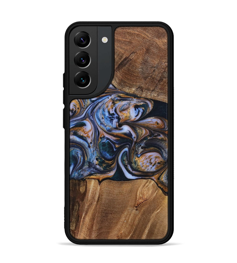 Galaxy S22 Plus Wood+Resin Phone Case - Patrick (Teal & Gold, 699070)