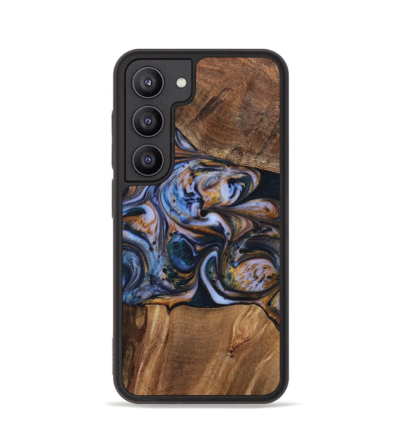 Galaxy S23 Wood+Resin Phone Case - Patrick (Teal & Gold, 699070)