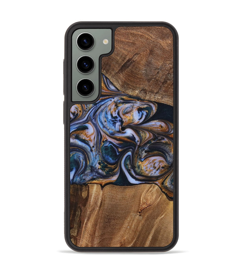 Galaxy S23 Plus Wood+Resin Phone Case - Patrick (Teal & Gold, 699070)