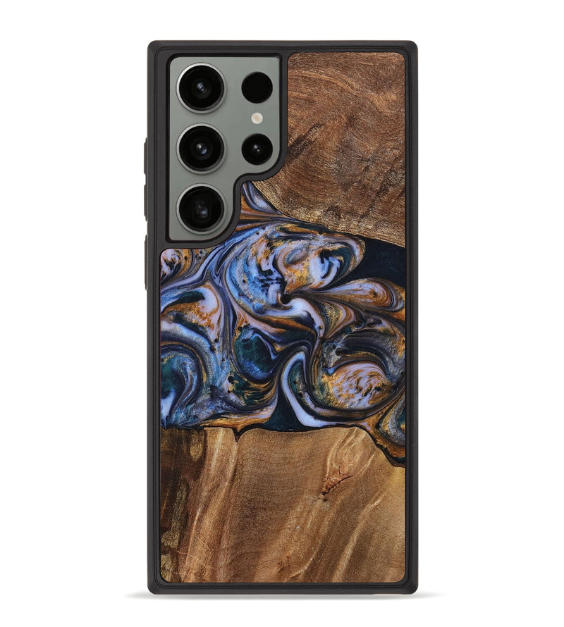 Galaxy S23 Ultra Wood+Resin Phone Case - Patrick (Teal & Gold, 699070)