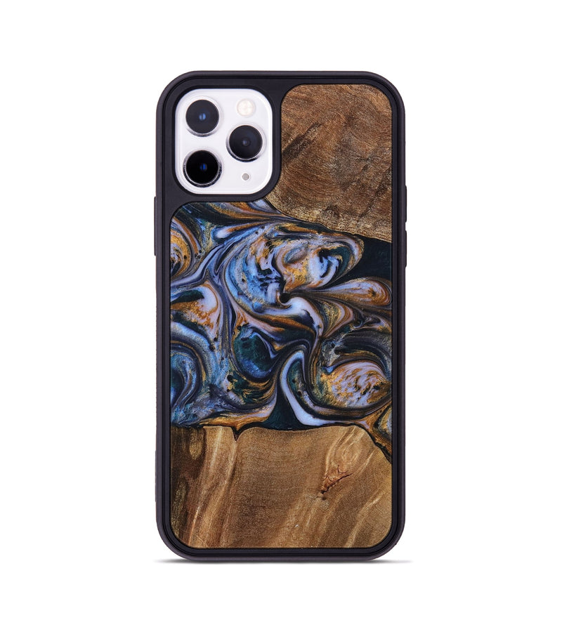 iPhone 11 Pro Wood+Resin Phone Case - Patrick (Teal & Gold, 699070)