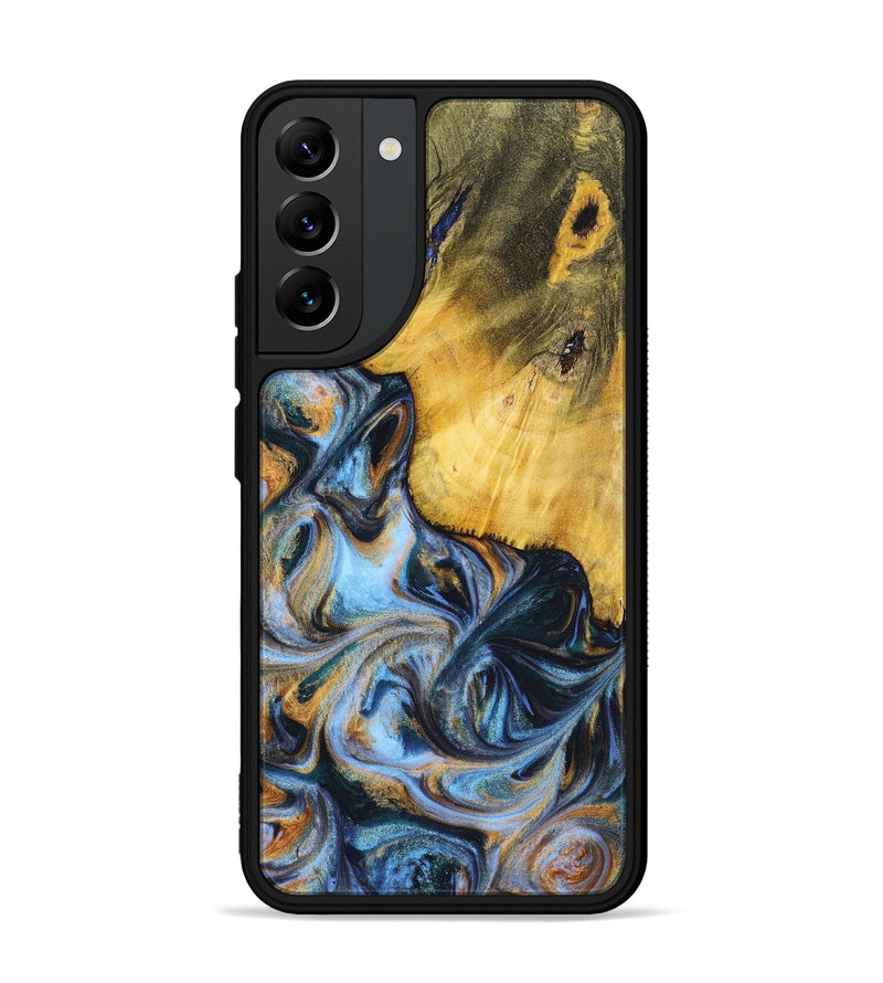 Galaxy S22 Plus Wood+Resin Phone Case - Sofia (Teal & Gold, 699079)
