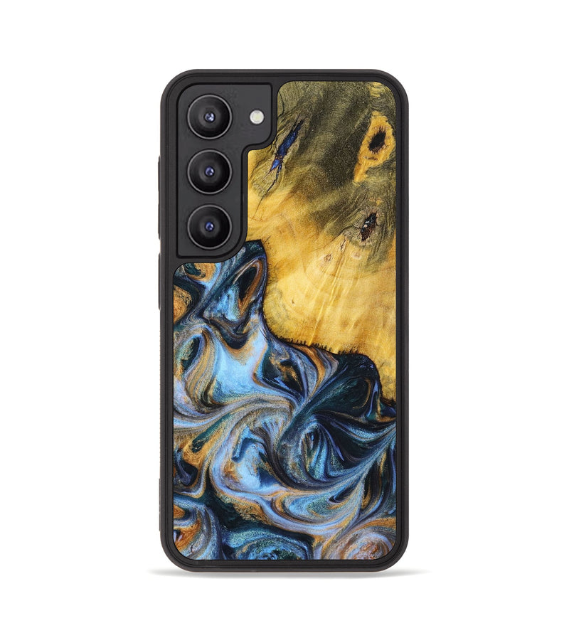 Galaxy S23 Wood+Resin Phone Case - Sofia (Teal & Gold, 699079)