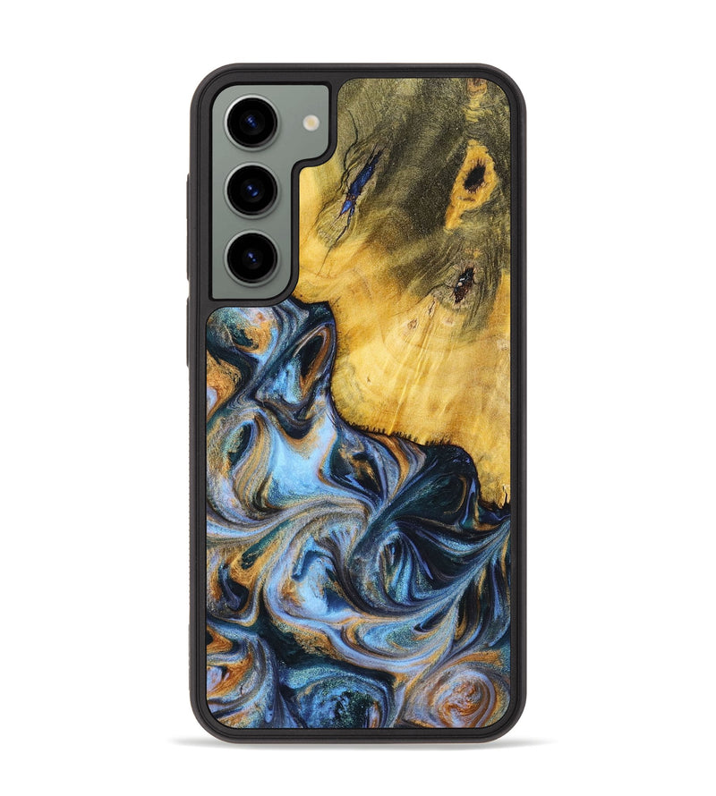 Galaxy S23 Plus Wood+Resin Phone Case - Sofia (Teal & Gold, 699079)