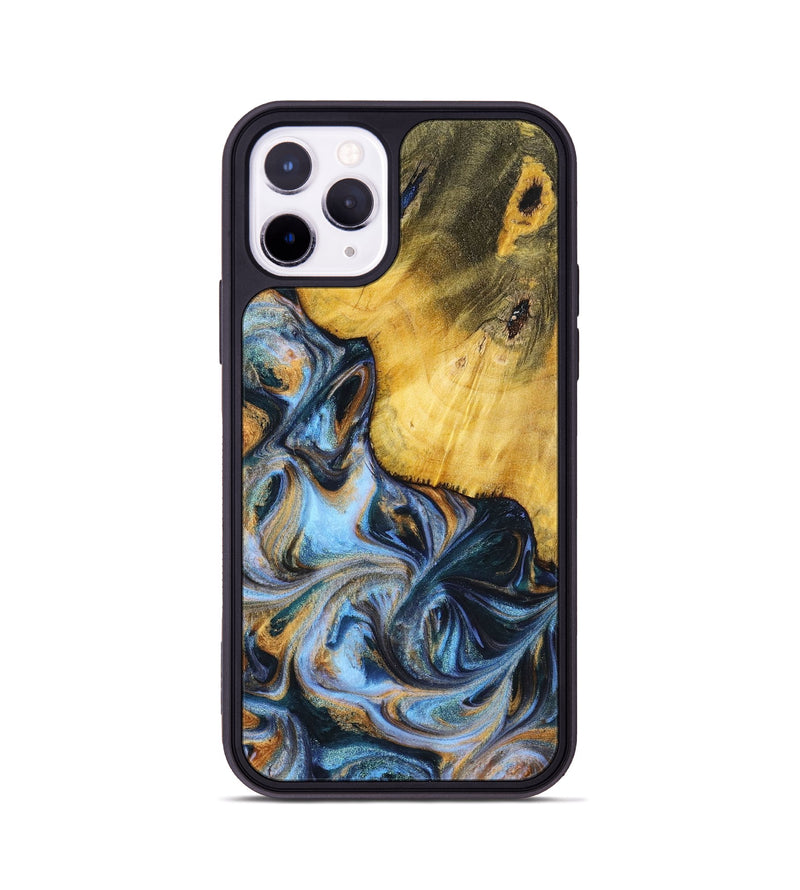 iPhone 11 Pro Wood+Resin Phone Case - Sofia (Teal & Gold, 699079)
