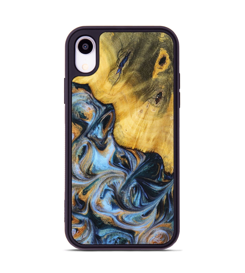 iPhone Xr Wood+Resin Phone Case - Sofia (Teal & Gold, 699079)