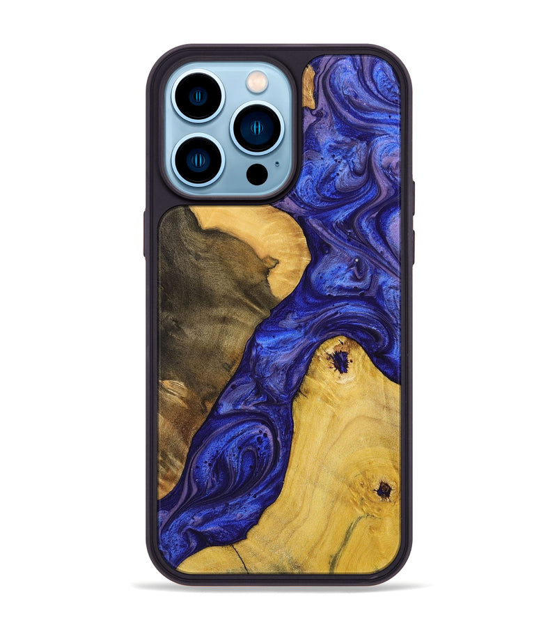 iPhone 14 Pro Max Wood+Resin Phone Case - Adrienne (Purple, 699094)
