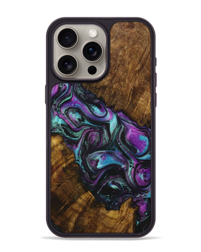 iPhone 15 Pro Max Wood+Resin Phone Case - Desmond (Purple, 699097)