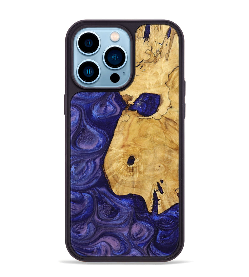 iPhone 14 Pro Max Wood+Resin Phone Case - Myrtle (Purple, 699104)