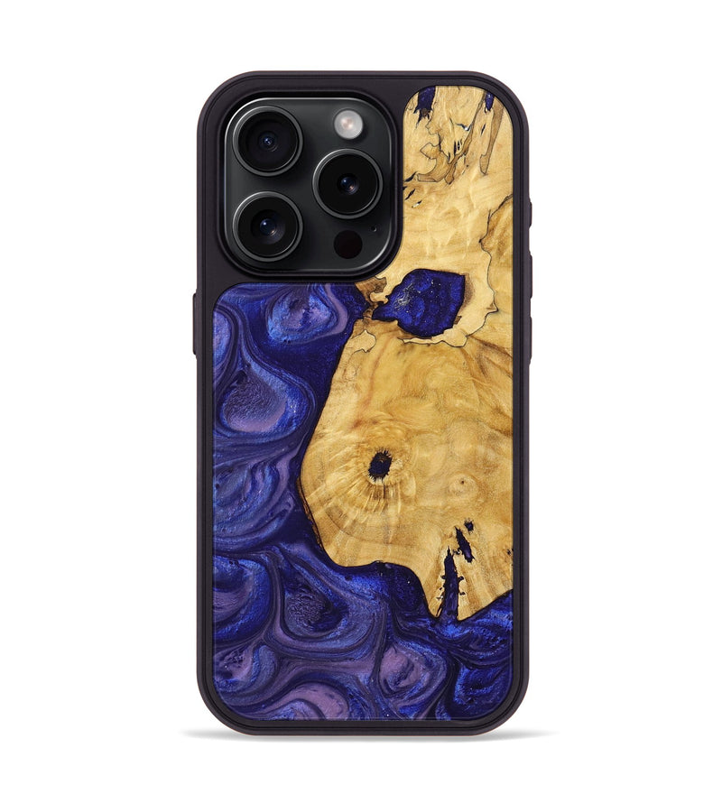 iPhone 15 Pro Wood+Resin Phone Case - Myrtle (Purple, 699104)