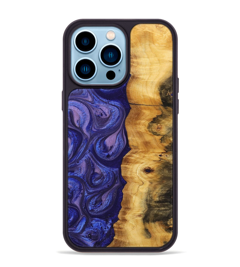 iPhone 14 Pro Max Wood+Resin Phone Case - Lizzie (Purple, 699106)