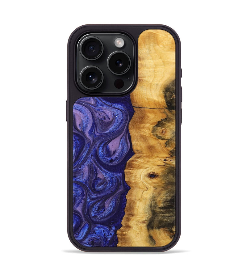 iPhone 15 Pro Wood+Resin Phone Case - Lizzie (Purple, 699106)