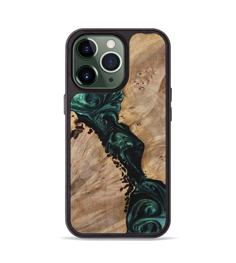 iPhone 13 Pro Wood+Resin Phone Case - Nelson (Green, 699111)