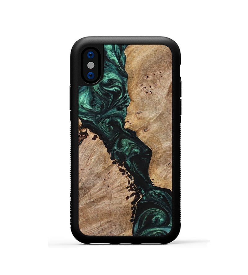 iPhone Xs Wood+Resin Phone Case - Nelson (Green, 699111)