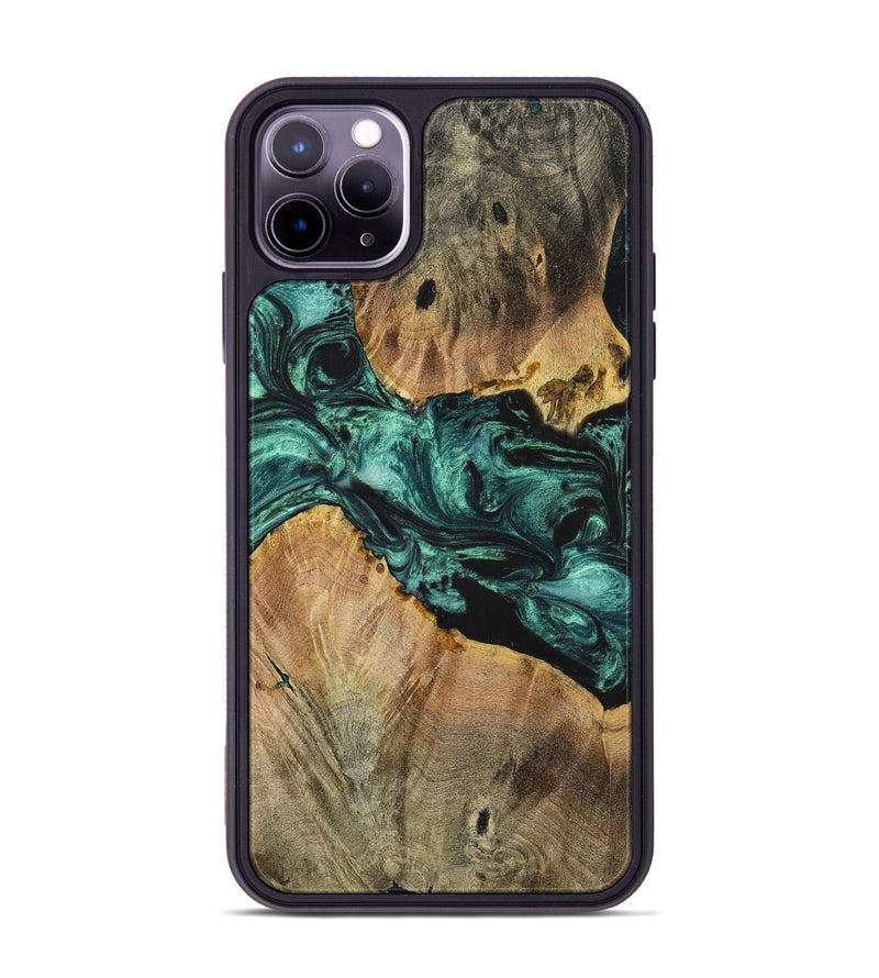 iPhone 11 Pro Max Wood+Resin Phone Case - Kellan (Green, 699113)