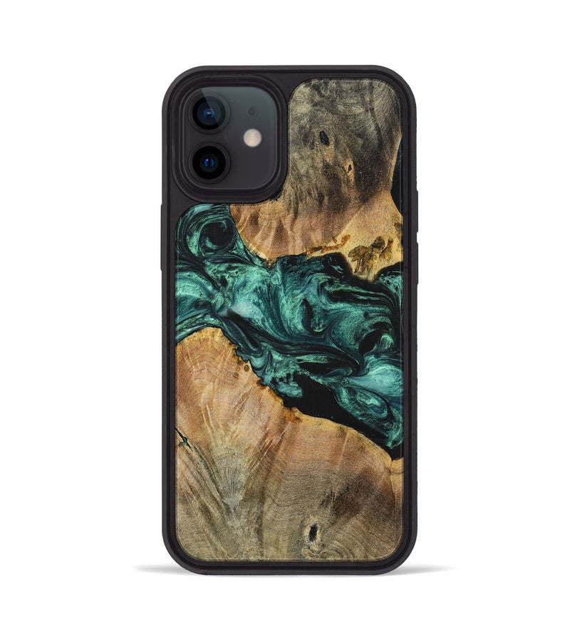iPhone 12 Wood+Resin Phone Case - Kellan (Green, 699113)