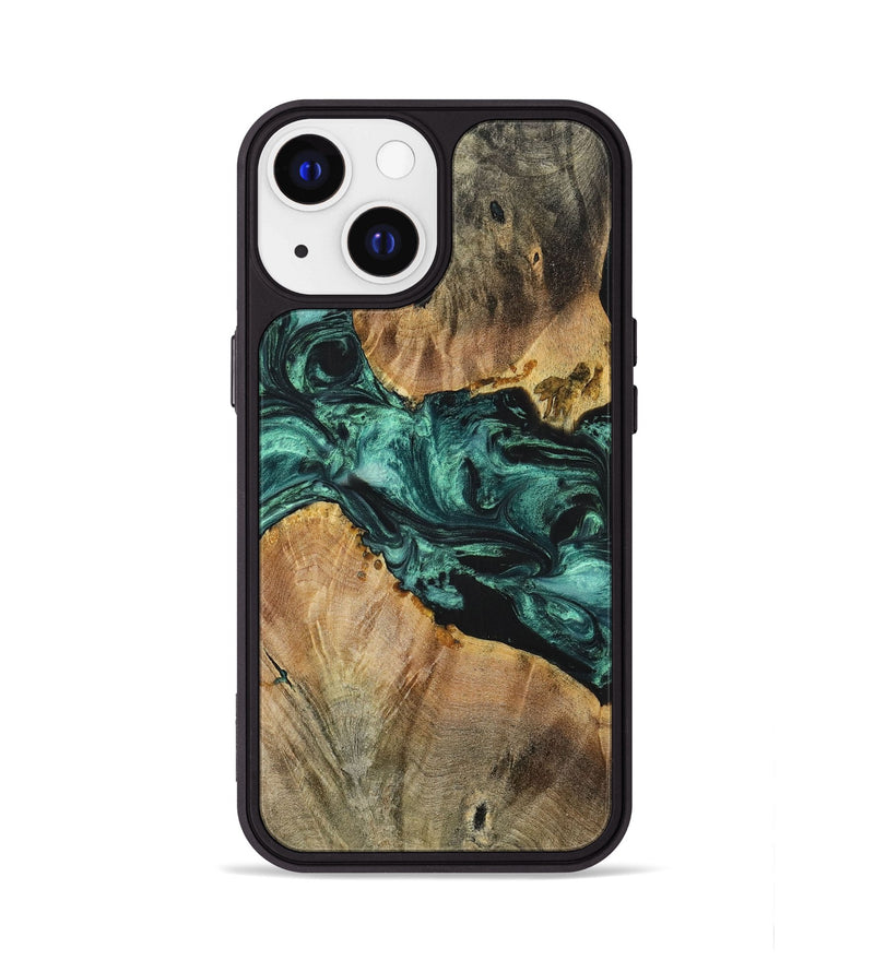 iPhone 13 Wood+Resin Phone Case - Kellan (Green, 699113)