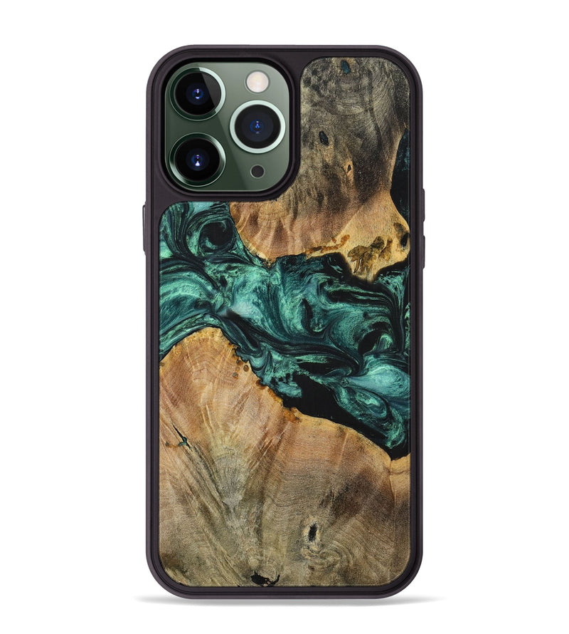iPhone 13 Pro Max Wood+Resin Phone Case - Kellan (Green, 699113)