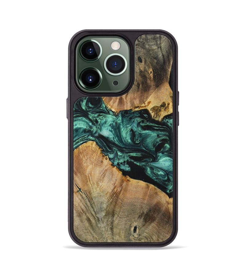 iPhone 13 Pro Wood+Resin Phone Case - Kellan (Green, 699113)