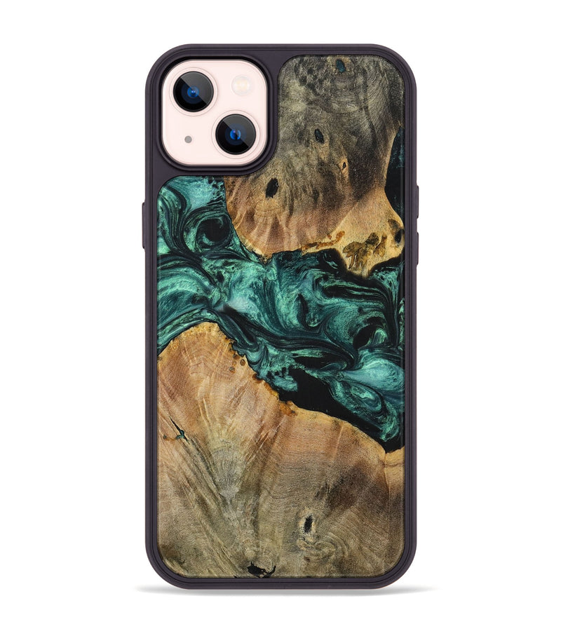 iPhone 14 Plus Wood+Resin Phone Case - Kellan (Green, 699113)