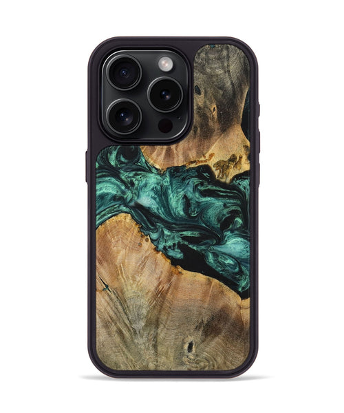 iPhone 15 Pro Wood+Resin Phone Case - Kellan (Green, 699113)