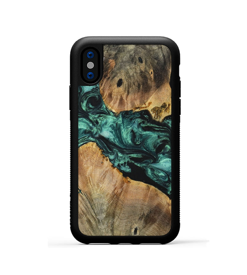 iPhone Xs Wood+Resin Phone Case - Kellan (Green, 699113)