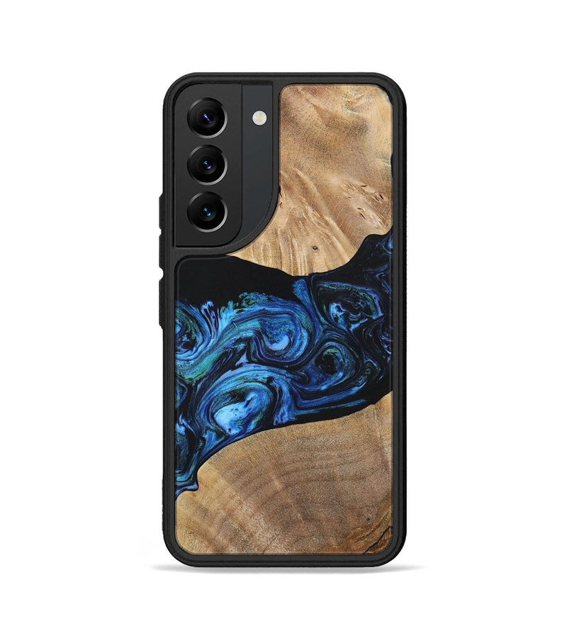 Galaxy S22 Wood+Resin Phone Case - Geoffrey (Blue, 699129)