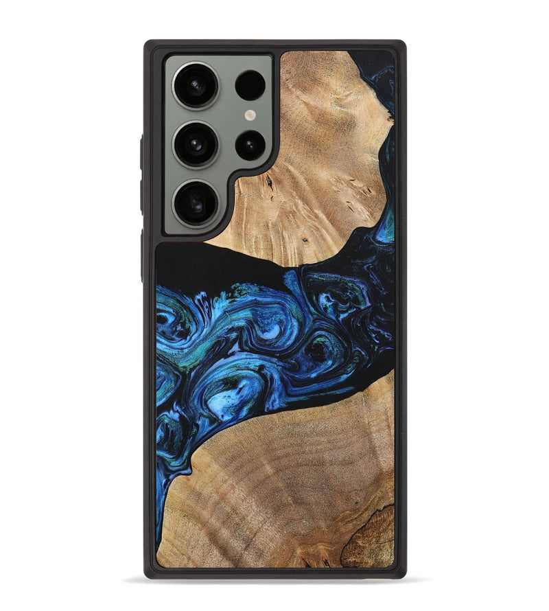 Galaxy S23 Ultra Wood+Resin Phone Case - Geoffrey (Blue, 699129)