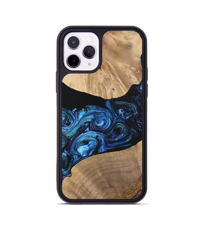 iPhone 11 Pro Wood+Resin Phone Case - Geoffrey (Blue, 699129)
