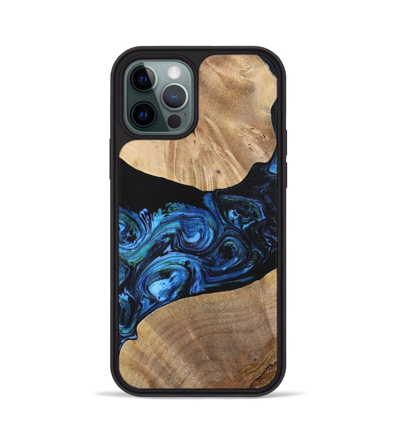 iPhone 12 Pro Wood+Resin Phone Case - Geoffrey (Blue, 699129)