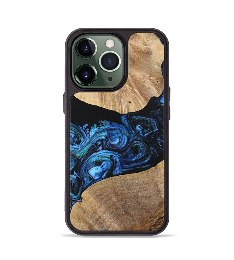 iPhone 13 Pro Wood+Resin Phone Case - Geoffrey (Blue, 699129)