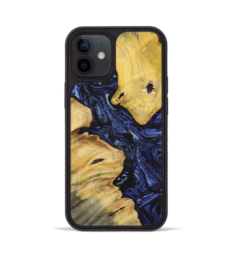 iPhone 12 Wood+Resin Phone Case - Yvette (Blue, 699132)