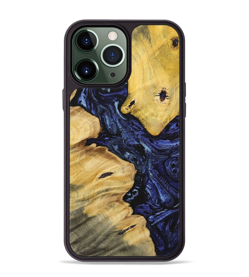 iPhone 13 Pro Max Wood+Resin Phone Case - Yvette (Blue, 699132)