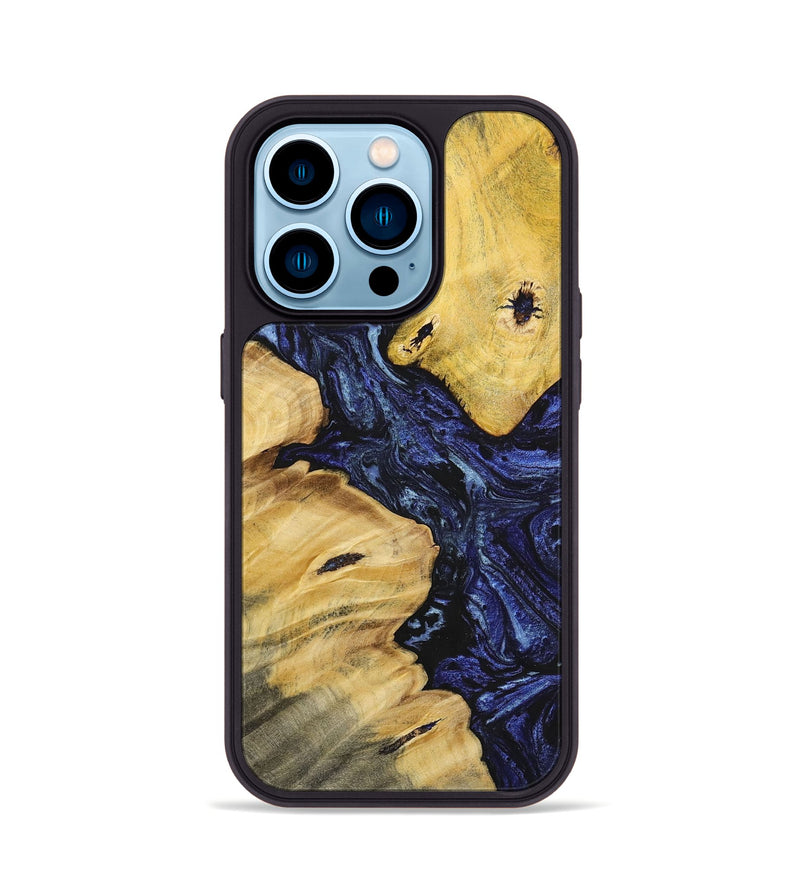 iPhone 14 Pro Wood+Resin Phone Case - Yvette (Blue, 699132)